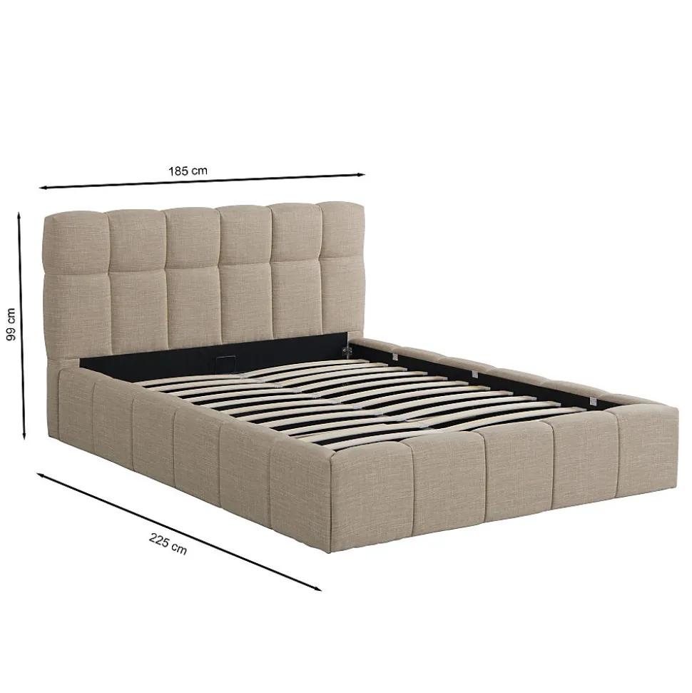 Lit coffre 160x200 cm ELIAS + sommier / Beige