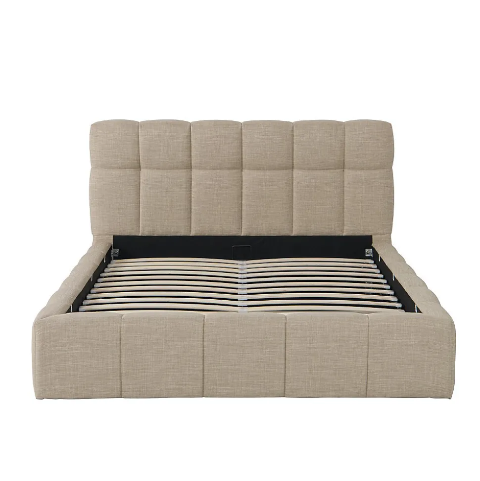 Lit coffre 160x200 cm ELIAS + sommier / Beige