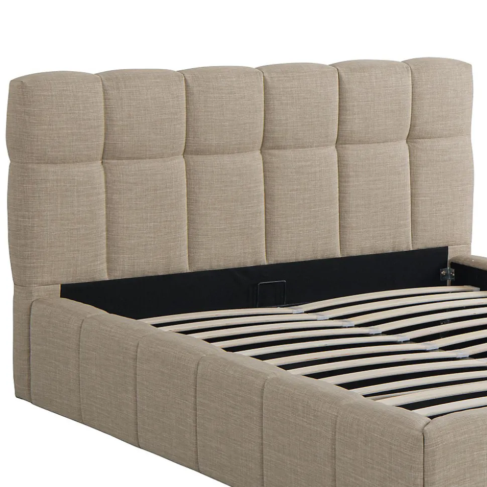 Lit coffre 160x200 cm ELIAS + sommier / Beige
