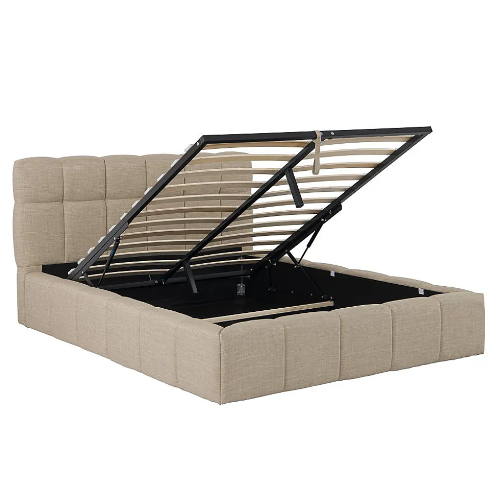 Lit coffre 140x190 cm ELIAS + sommier / Beige