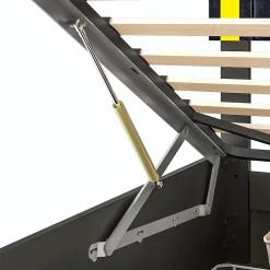 Lit coffre 160x200 cm en velours - avec LED et sommier à lattes - Lit double de rangement - avec tête de lit réglable - Noir