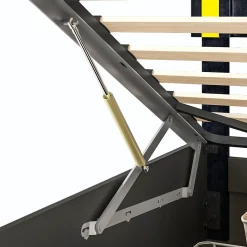 Lit coffre 140x200 cm en velours - avec LED et sommier à lattes - Lit double de rangement - avec tête de lit réglable - Beige