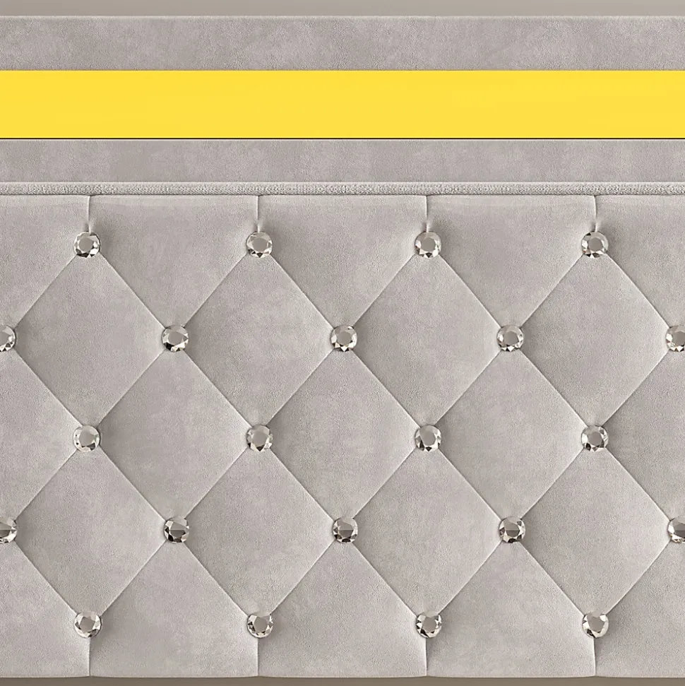 Lit coffre 140x200 cm, LED, sommier à lattes, tête de lit réglable, rangement, beige.