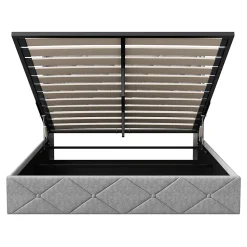 Lit Coffre 160x200 cm, Tête de lit avec LED, lit Double avec sommier à Lattes,Velours,Beige