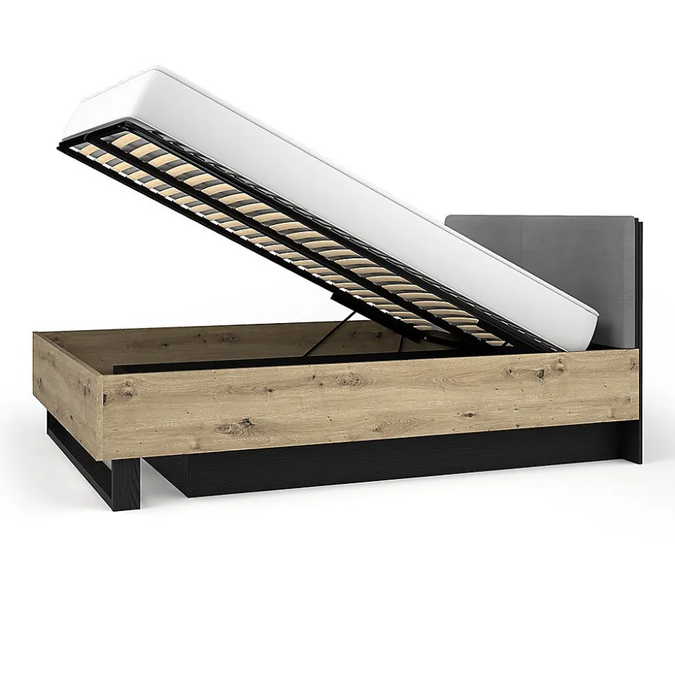 Lit Coffre 160x200 MELODY - Design Moderne avec Tete de Lit Rembourrée