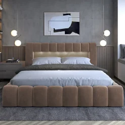 Lit coffre 160x200 sommier inclus Auria Velours Marron