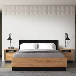 Lit coffre 160x200 sommier inclus Solal Bois et Noir