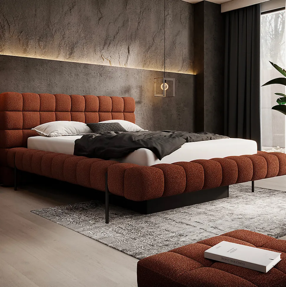 Lit coffre 180x200 sommier inclus Ezio Brique