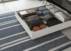 Lit coffre 160x200 structure frêne blanc tête de lit mélamine blanc/simili cuir Kaia