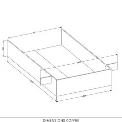 Lit coffre 160x200 style industriel - Collection MILOS. Coloris chene brut et noir.
