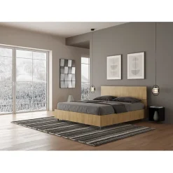 Lit coffre 160x190 tête de lit droite Demas chêne