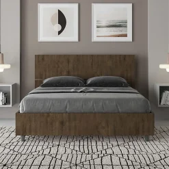 Lit coffre 140x200 tête de lit droite Demas noyer