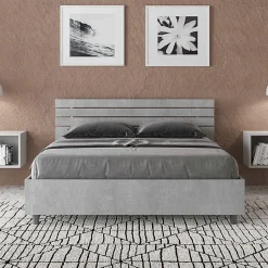 Lit coffre 140x190 tête de lit droite avec lattes en ciment Ankel