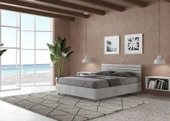 Lit coffre 140x190 tête de lit droite avec lattes en ciment Ankel