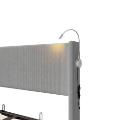 Lit Coffre 140X200cm avec LED et USB, Cadre de lit capitonné en Velours cotelé,gris