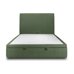 Lit coffre 160x200cm avec tête de lit tapissier Tissu Vert - Hauteur totale : 39cm