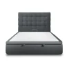 Lit coffre 200x200cm avec tête de lit capitonnée Velours Gris anthracite - Hauteur totale : 39cm