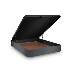 Lit coffre 200x200cm avec tête de lit capitonnée Velours Gris anthracite - Hauteur totale : 39cm