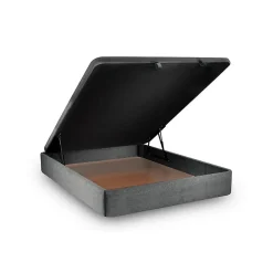 Lit coffre 200x200cm avec tête de lit capitonnée Tissu Gris anthracite - Hauteur totale : 39cm