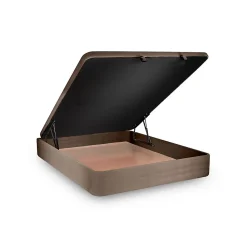 Lit coffre 160x200cm avec tête de lit capitonnée Velours Taupe - Hauteur totale : 39cm