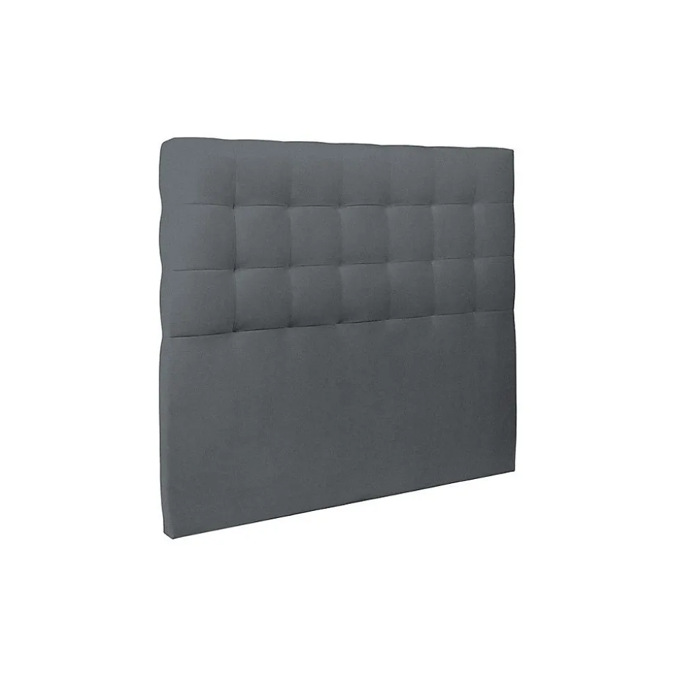 Lit coffre 140x200cm avec tête de lit capitonnée Velours Gris anthracite - Hauteur totale : 39cm