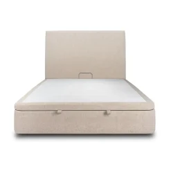 Lit coffre 180x200cm avec tête de lit tapissier Tissu Beige brun - Hauteur totale : 39cm