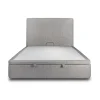 Lit coffre 140x190cm avec tête de lit tapissier Bouclette Gris - Hauteur totale : 39cm