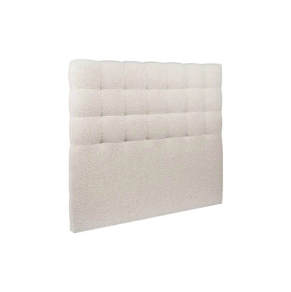 Lit coffre 140x200cm avec tête de lit capitonnée Bouclette Beige - Hauteur totale : 39cm