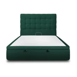Lit coffre 160x200cm avec tête de lit capitonnée Velours Vert - Hauteur totale : 39cm