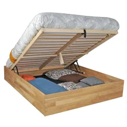 Lit coffre 140x200cm BEN + sommier/ Chêne massif huilé