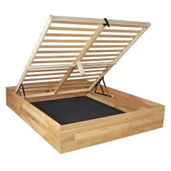 Lit coffre 140x200cm BEN + sommier/ Chêne massif huilé