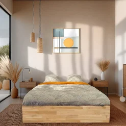 Lit coffre 160x200cm BEN + sommier/ Chêne massif huilé