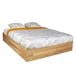 Lit coffre 160x200cm BEN + sommier/ Chêne massif huilé