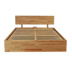 Lit coffre 160x200cm MILO avec tête de lit + sommier/ Chêne massif huilé