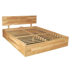 Lit coffre 140x200cm MILO avec tête de lit + sommier/ Chêne massif huilé