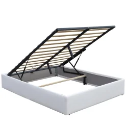 Lit coffreur blanc 140x200 cm - 14 lattes - montage rapide et facile - design moderne - espace de rangement optimal