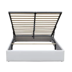 Lit coffreur blanc 140x200 cm - 14 lattes - montage rapide et facile - design moderne - espace de rangement optimal