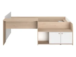 Lit combiné 90 x 190/200 cm - Coloris : Naturel et blanc + Sommier - MIVONA