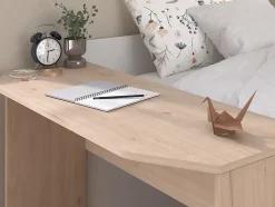 Lit combiné 90 x 190/200 cm - Coloris : Naturel et blanc + Sommier - MIVONA