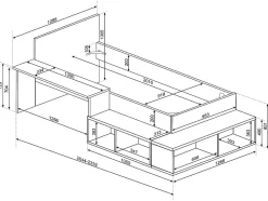 Lit combiné 90 x 200 cm avec rangements et bureau - Coloris : Naturel et rose + Sommier + Matelas - RIGALI