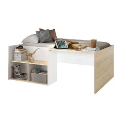 Lit combiné enfant OSCAR - 90 x 190 cm - Chene clair / Blanc - Diagone