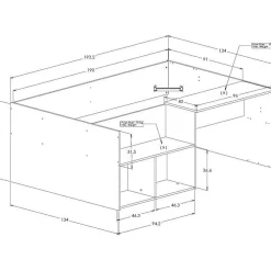 Lit combiné enfant OSCAR - 90 x 190 cm - Chene clair / Blanc - Diagone