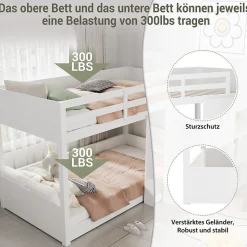 Lit Combiné 90x200 cm - Lit Superposé enfant avec Escaliers et Casier - Bois - Sans Matelas - Blanc