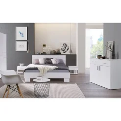 Lit COMO 2 places 160x200 cm avec sommier Coloris blanc