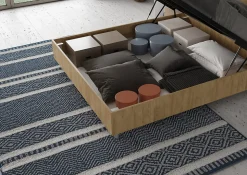 Lit conteneur Ankel 160x200 avec tête de lit droite et lattes en chêne