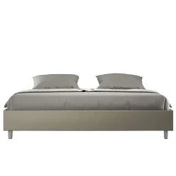 Lit conteneur Sommier capitonné 200x200 simili cuir cappuccino Azelia