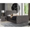 Lit continental Baltimore 186, Double, Gris, Tissu, Disponible