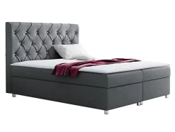 Lit continental Baltimore 112, Double, Gris, Tissu, Disponible