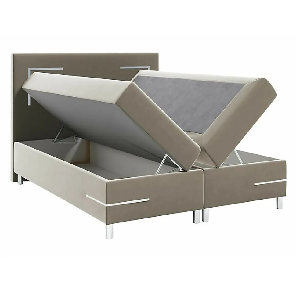 Lit continental Baltimore 173, Double, Blanc, Faux cuir, Disponible