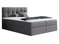 Lit continental Baltimore 128, Unique, Gris, Tissu, Disponible